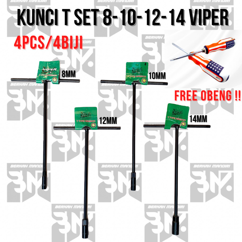 KUNCI T SET VIPER 4PCS UKURAN 8-10-12-14 MM