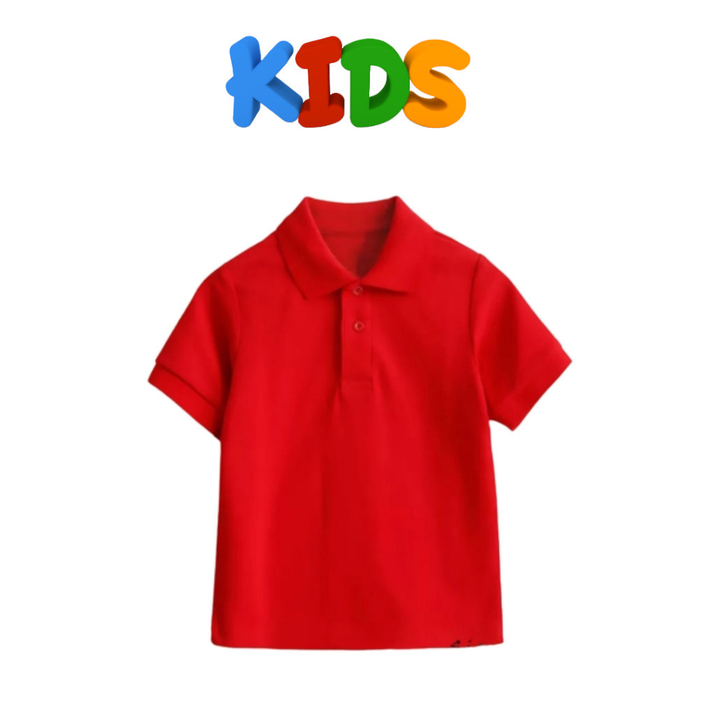 KAOS POLO SHIRT ANAK LAKI LAKI PEREMPUAN UNISEX BAJU LENGAN PENDEK KERAH POLOS WARNA HITAM PUTIH