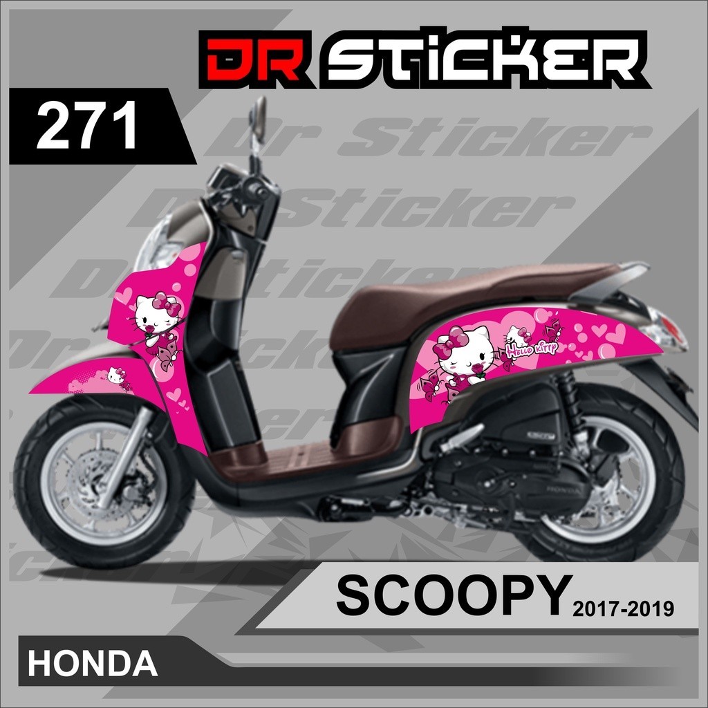 Sticker Striping Semi Full Scoopy New - Striping Scoopy New Desain Hello Kitty Pink,Merah,Biru