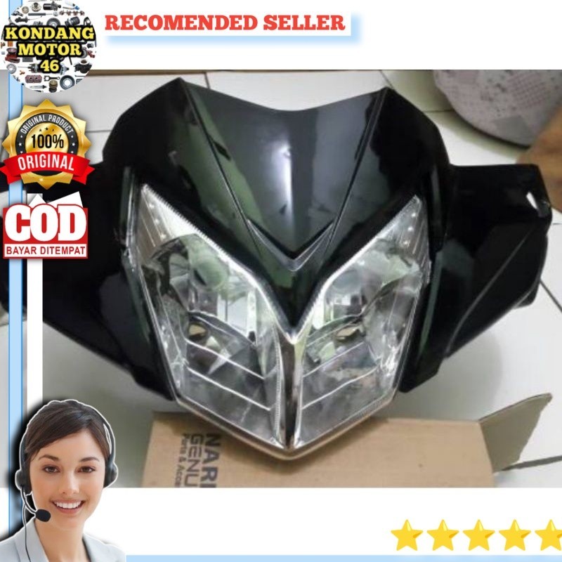 Cover batok kepala depan honda supra x125 betmen+ reflektor lampu narita