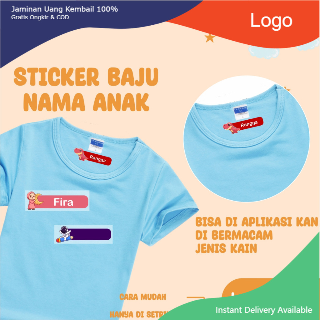

Teman Print Stiker Baju Nama Anak Isi 50 Pcs Stiker Nama Penanda Pakaian & Seragam Anak
