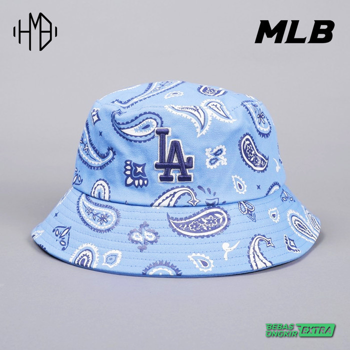 MLB Korea NY Yankess LA Dodgers Paisley V2 Bucket Hat Light Blue