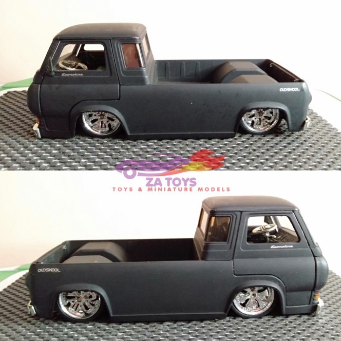 PTS99 Diecast Ford Econoline Pickup Hitam Doff Loose Jada Toys Skala 1:24