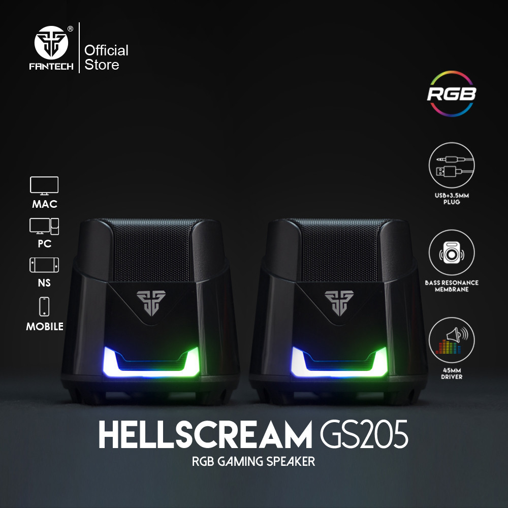 FANTECH HELLSCREAM GS205 Gaming Speakers USB And 3.5MM Plug Mini Wired RGB Speakers for PC LAPTOP Sp