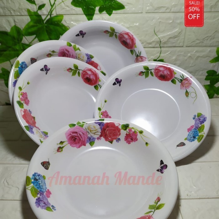 ✨LARIS✨ -Promo 1 lusin piring melamin motif bunga