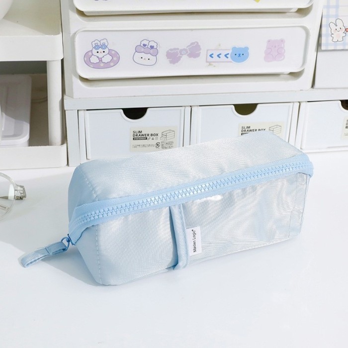 

✨NEW✨ -Korea style big pencil box organizer bag kotak pensil polos lucu - Blue