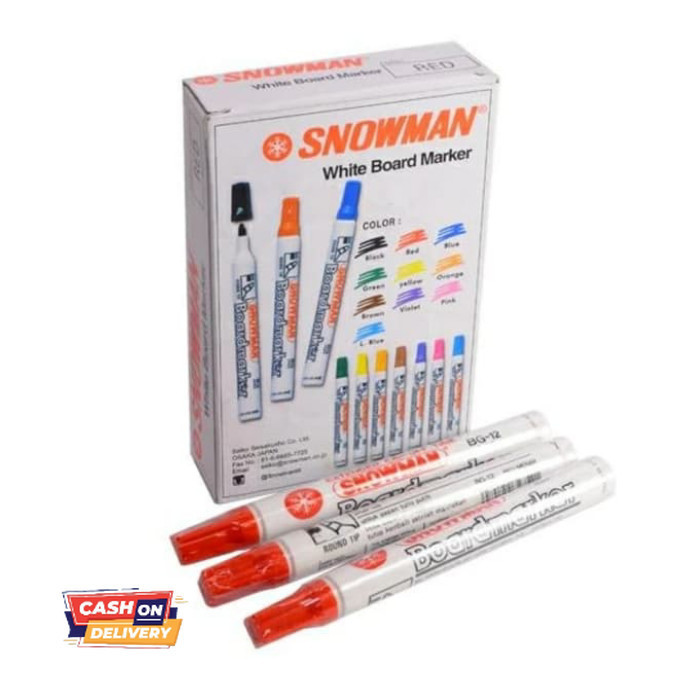 

✨LARIS✨ -spidol snowman whiteboard bg 12 black (1losin) - Merah