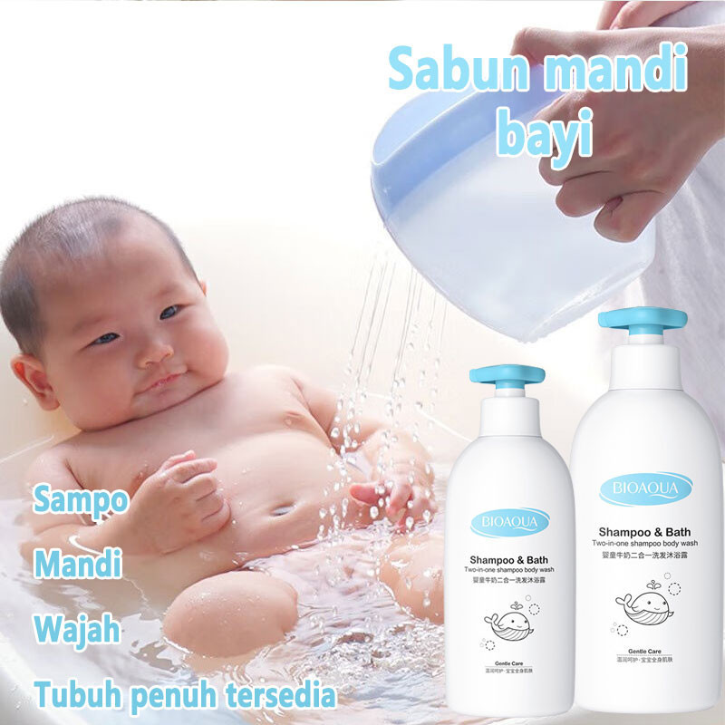 Baby Milk (2 in 1)Shampoo-Sabun Mandi Anak 500ml/Sabun Mandi Pemutih Badan Anak/Sabun Mandi Cair Bay