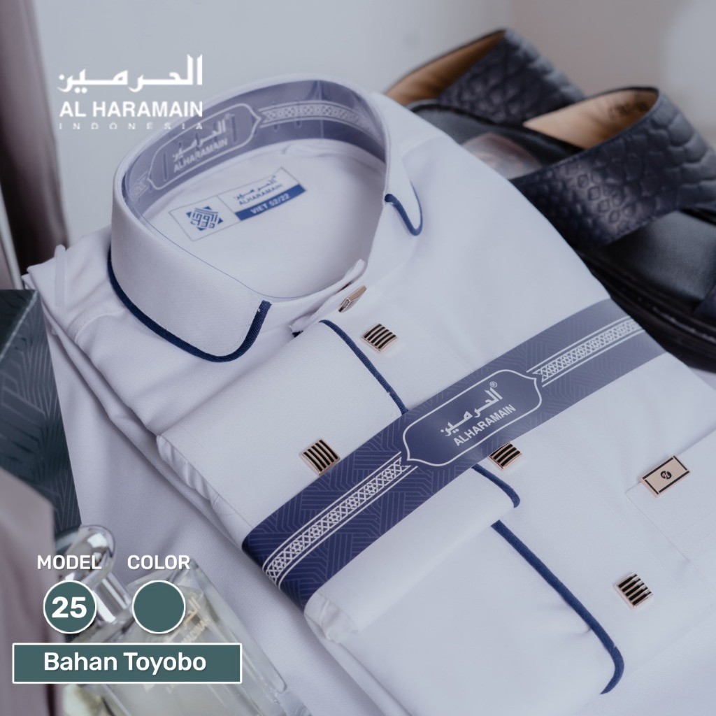 AL Haramain Jubah / Gamis Pria Dewasa Manset Toyobo Premium (25) | Hitam | Putih