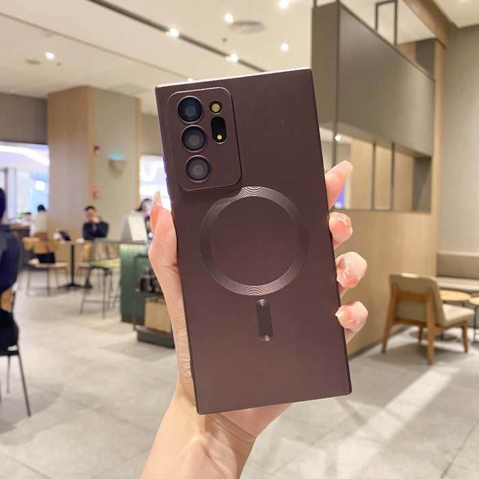 PROMO Casing Samsung Note 20 10 Plus Ultra Magnetik Magsafe Matte Silikon - Brown, Note 20 Ultra