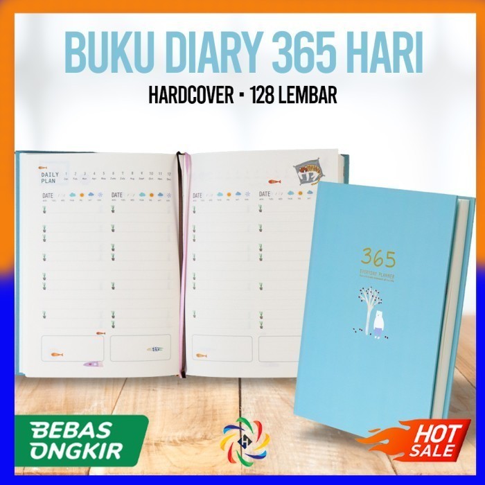 

Buku Diary 365 Hari Daily Journal Hard Cover 128 Page - Sky Blue