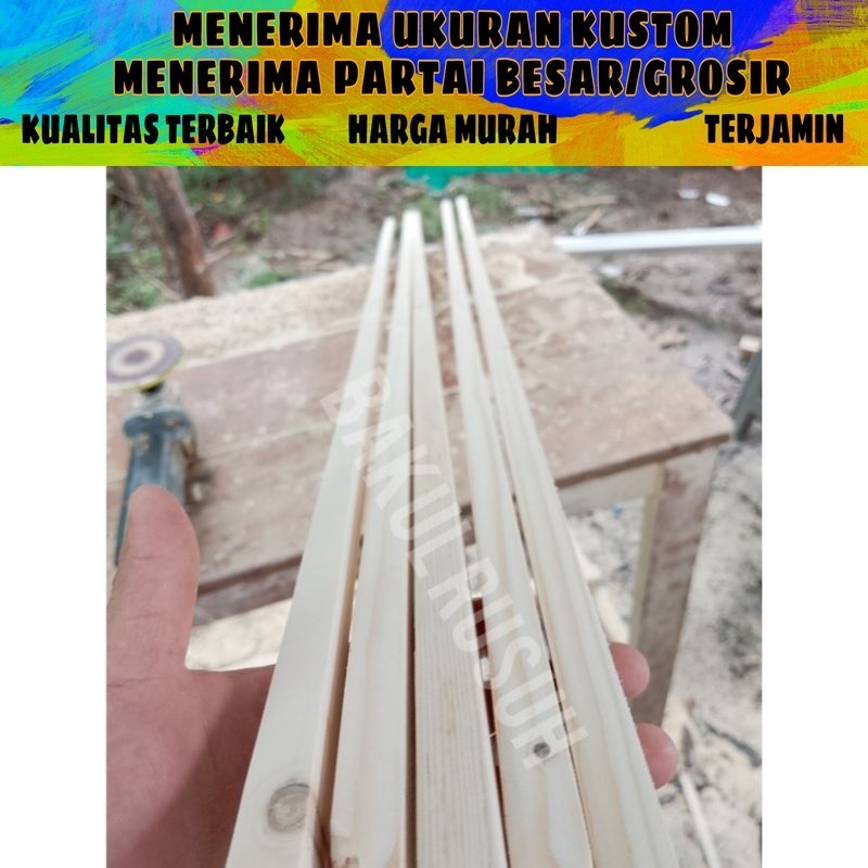 LIS KAYU JATI BELANDA RENG STIK 1X1X200 CM