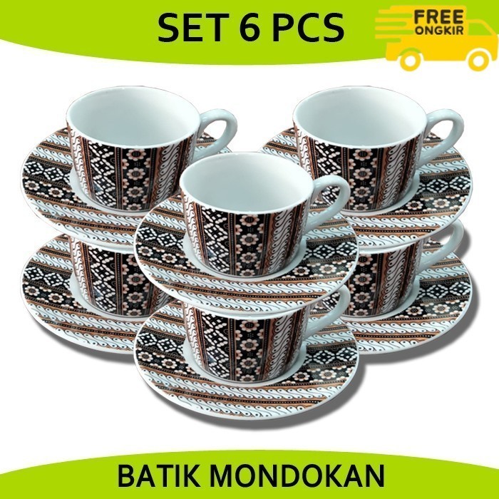 ✨LARIS✨ -1 SET 6 PCS Cangkir Keramik Motif Batik/Cangkir Kopi/Cangkir Porcelain