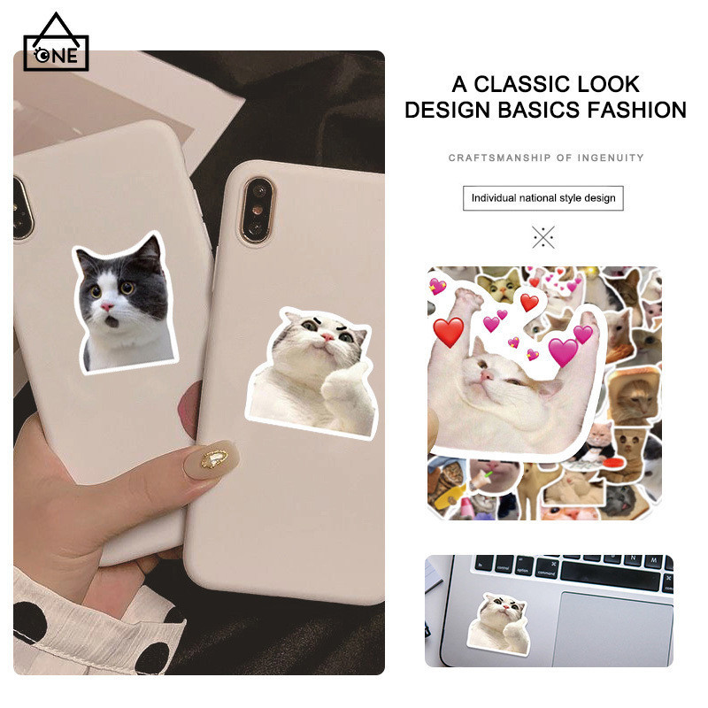 

COD❤️Stiker buku harian, kucing lucu kartun koper grafiti, yang dipersonalisasi casing ponsel, skateboard gitar