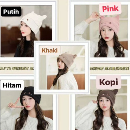 FH Topi Rajut Bahan Wol Tebal Hangat Gaya Korea Untuk Wanita/Topi rajut musim dingin/Topi musim ding
