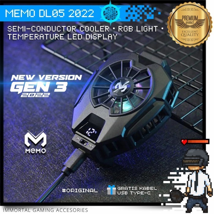 TERJAMIN [IM] MEMO DL-05 Fan Cooler RGB USB Kipas Pendingin HP DL05 Original - DL05 GEN 3