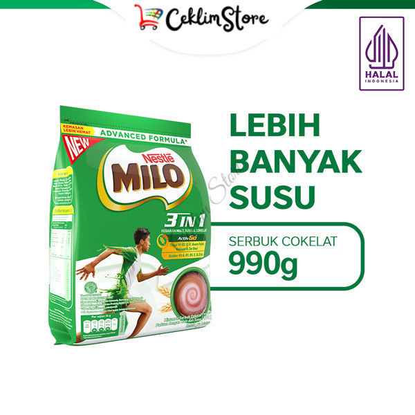 

MILO 3in1 ACTIV-GO Susu Coklat Pouch 990g