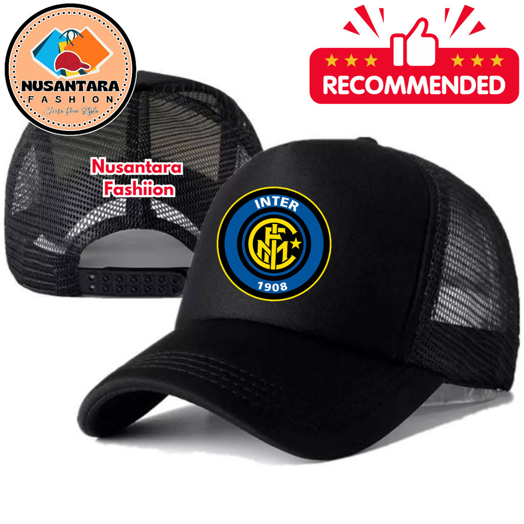 Nusantara Fashiion Topi Trucker INTER MILAN - Topi Distro INTER MILAN Logo - Topi INTER MILAN Premiu