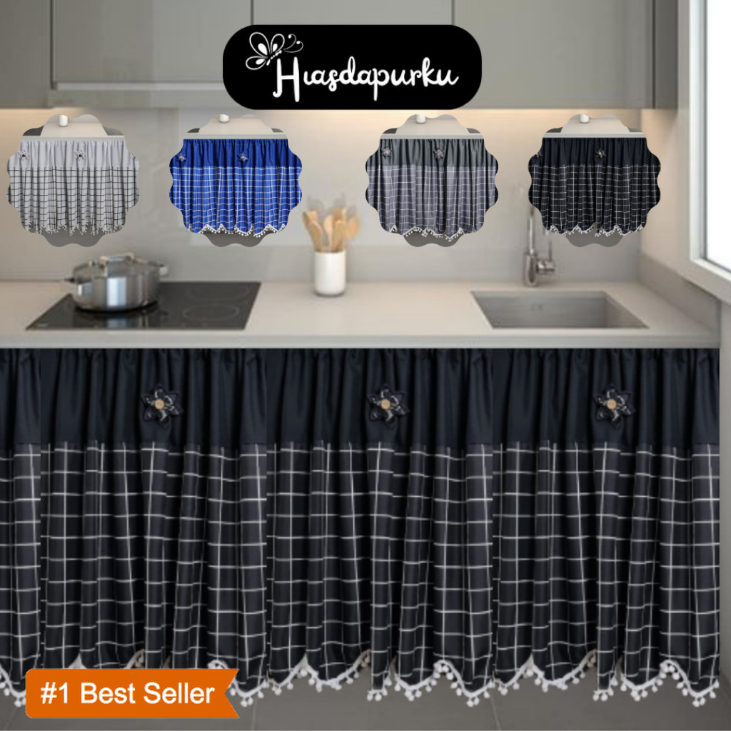 Gorden Kolong Dapur/Tirai Kolong Dapur/Hordeng Kolong Model Kotak Estetik