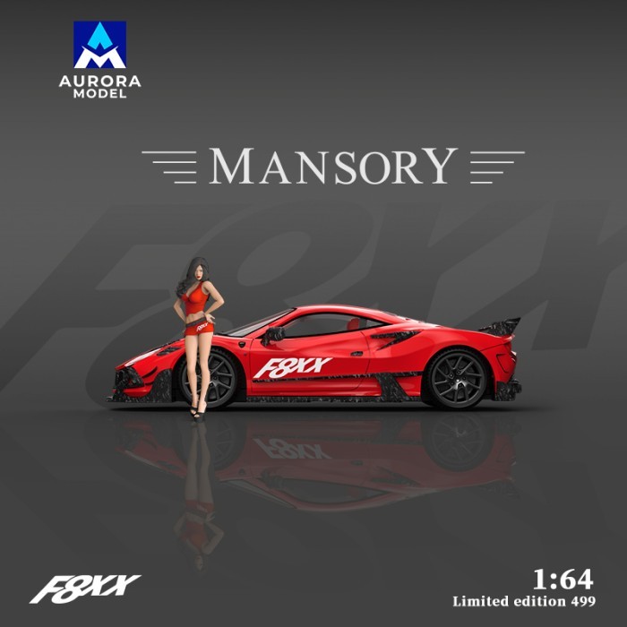 Aurora Model 1:64 Mansory Modified Ferrari F8XX Red Carbon Parts with Figure Limited