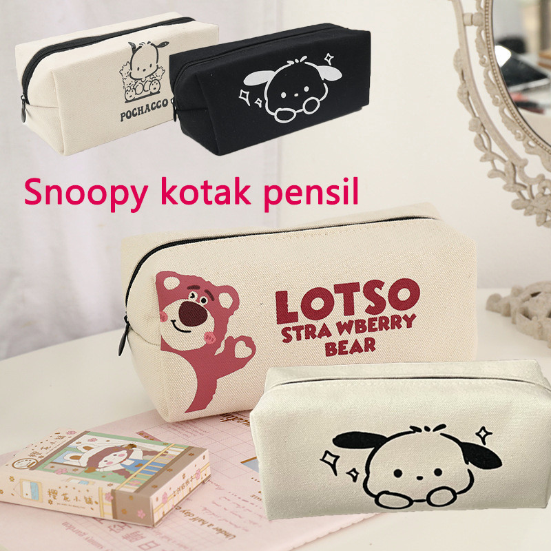 

YOLO Ins Pacha Anjing Tas Pensil Cute Strawberry Bear Tas Pensil Jaring Merah Kapasitas Besar Siswa Sekolah Dasar SMP peralatan Penyimpanan Tas