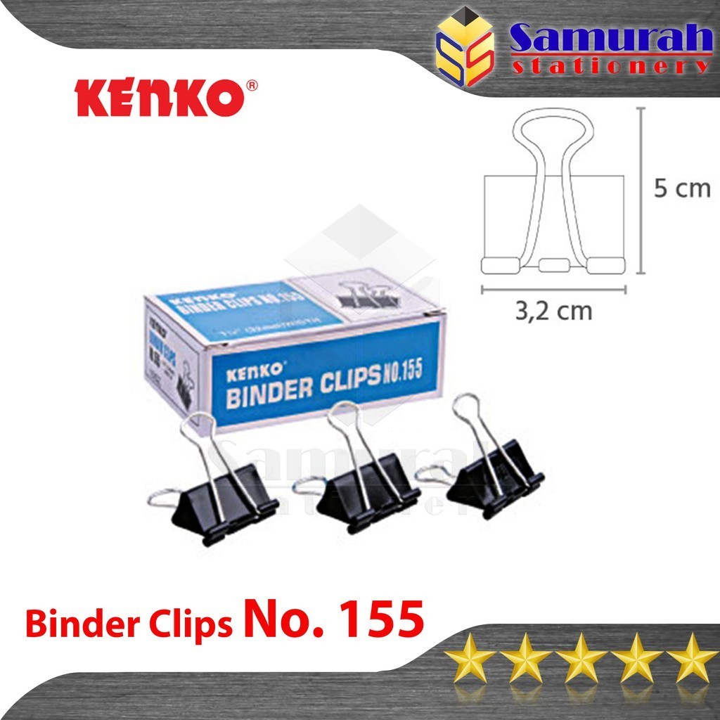 

Binder Clips No 155 Kenko / Clip Hitam Penjepit No.155 / Klip Jepit Kertas Sedang