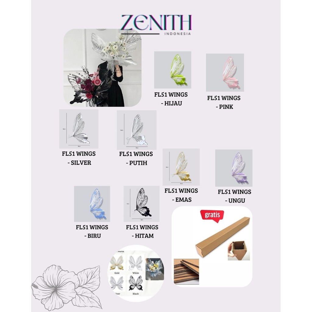 

Zenith - (1 SET) - FL51 WINGS OPP Wings Butterfly Kertas Bunga Paper Buket Kado Florist Cellophane