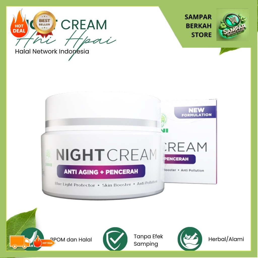 Produk Halal; BEAUTY NIGHT CREAM  - Krim Malam untuk Wajah - Herbal Alami   | Bisa Bayar COD - HNI H