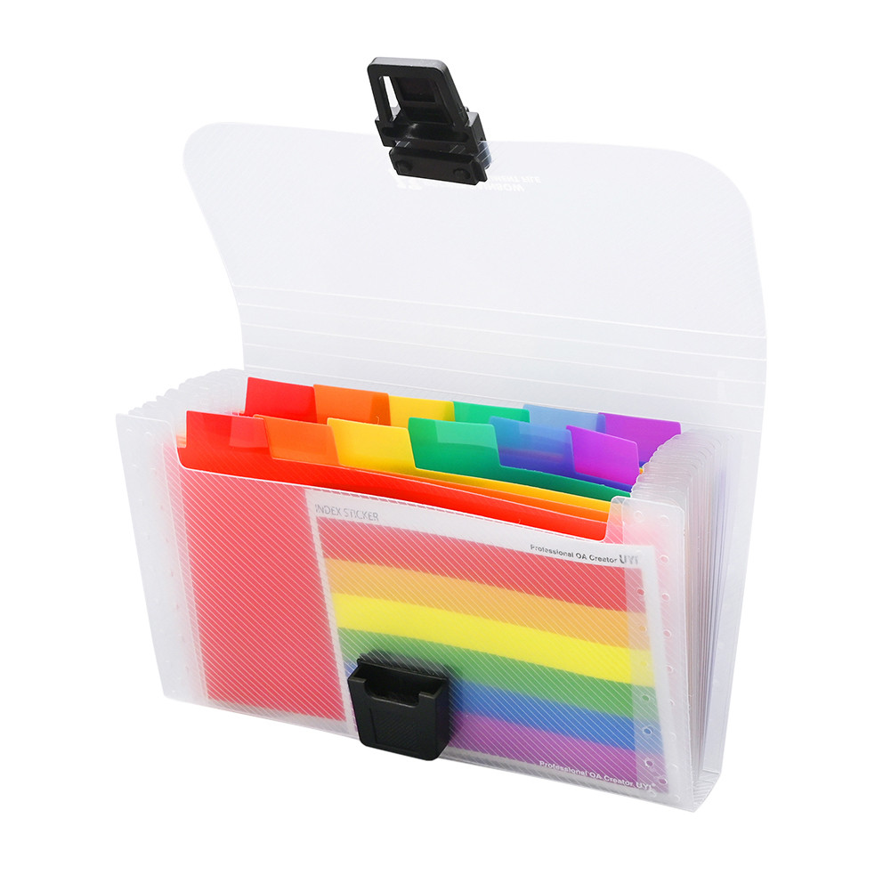 

A6 Files Organize Folder Bag with Buckle Rainbow Document Organizer 13 Grids Expanding Office School Supplies