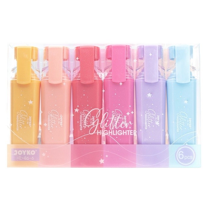 

SBW (PERSET) Penanda Berwarna Highlighter Joyko HL-86 6 Warna Glitter