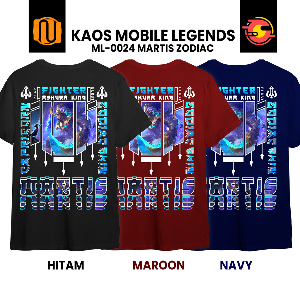 Nuhifa Store Kaos MARTIS SKIN ZODIAC CAPRICORN Exclusive Mobile Legeds MLBB Lengan Pendek Hitam