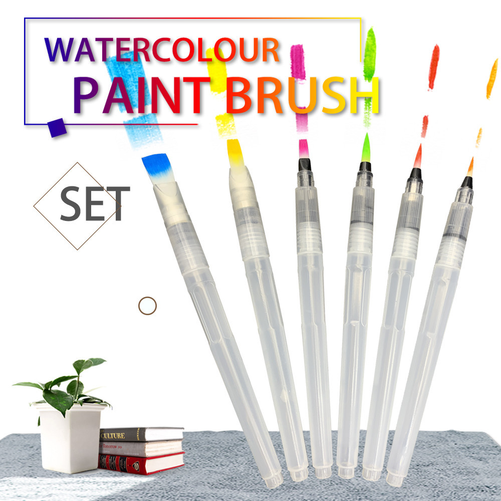

SeamiArt 6PCS Portable Paint Brush Water Color Brush Pencil Soft Watercolor Brush Pen for Beginner Painting Drawing Art Supplies