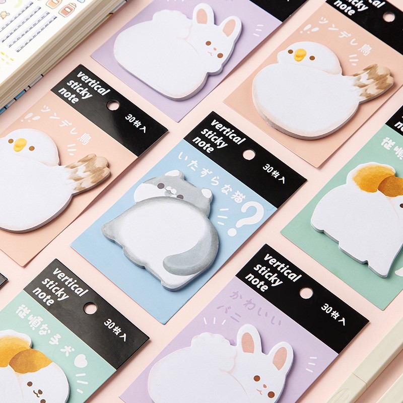 

30lembar Lucu Kartun Hewan Peliharaan Bentuk Pantat Sticky Notes