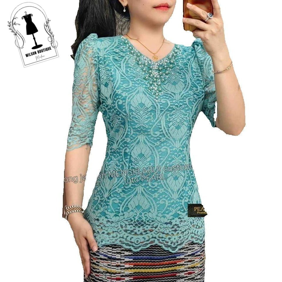 WBM BLUS BROKAT MUTIARA PREMIUM KEBAYA WANITA PREMIUM