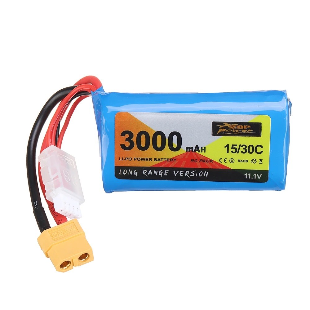 ZOP Power 11.1V 3000mAh 15/30C 3S Long Range Li-ion Battery XT60 Plug for FPV RC Racing Drone