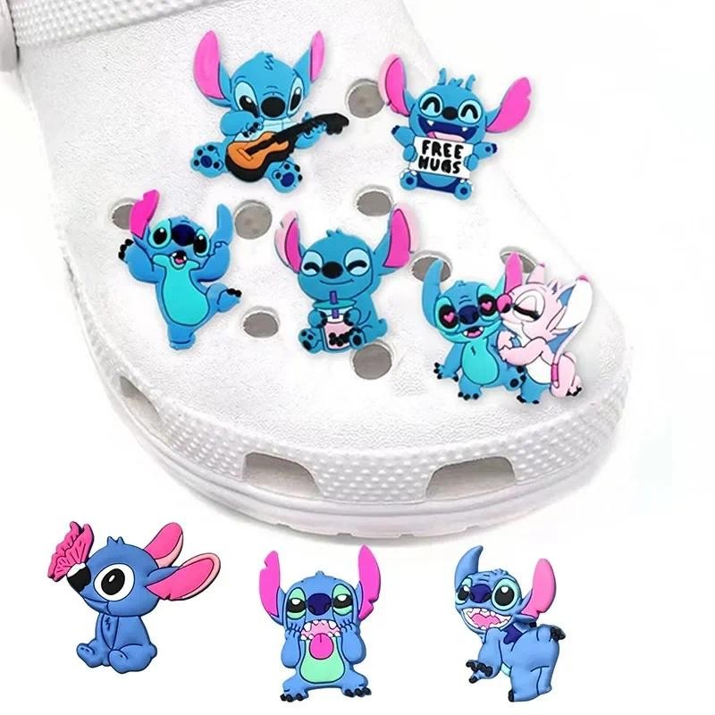 MINISO Disney Stitch Shoe Charms For Crocs PVC Cartoon Characters Stitch DIY Crocs Decorations Jibit