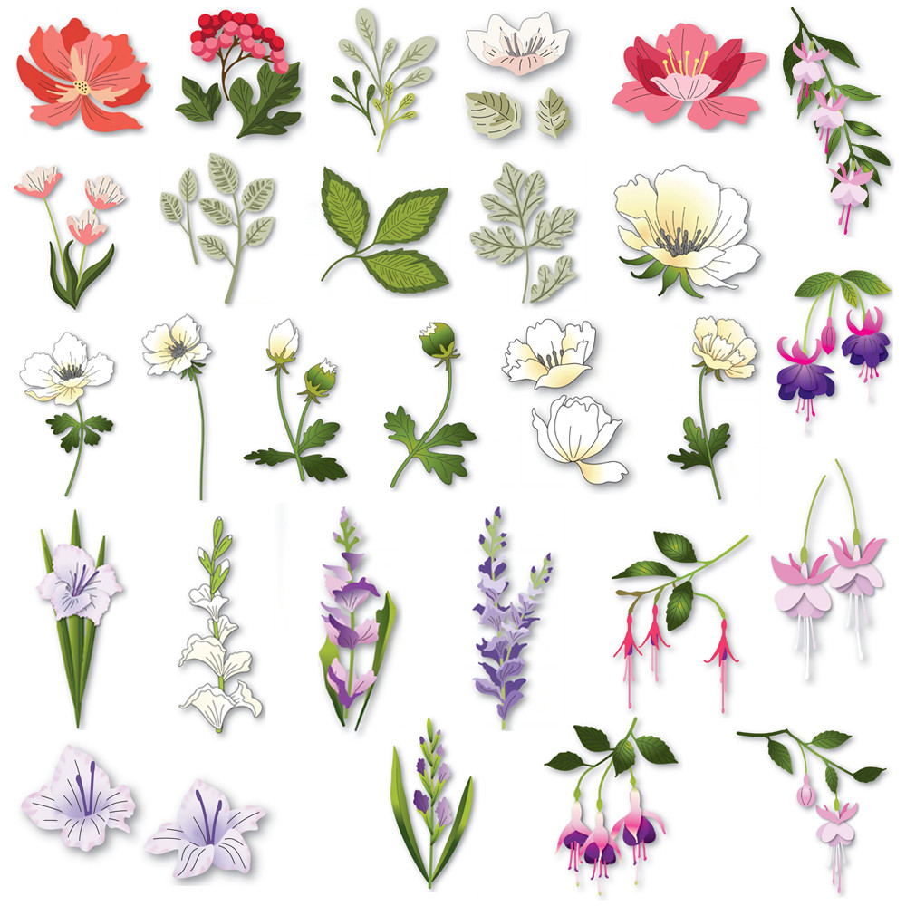 

Piggy Craft metal cutting dies cut die mold Flower leaf series Scrapbook paper craft knife mould blade punch stencils dies