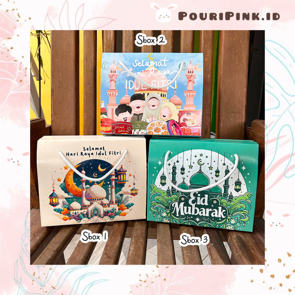 

SBOX Box Tali Lebaran Idul Fitri 2025 Aesthetic Hampers Parcel Ramadhan Snack Anak Muslim Mtp Banjar Martapura PouriPink.id