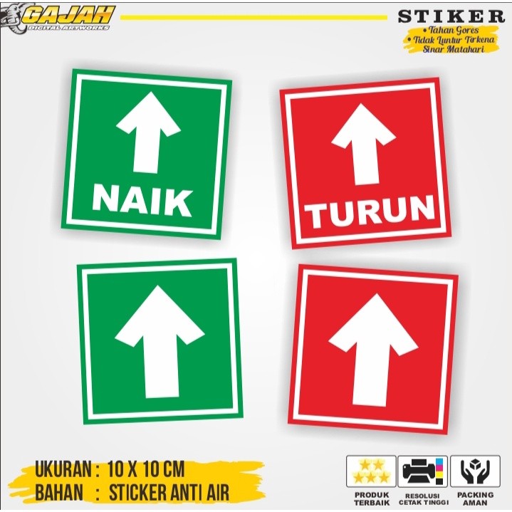 

Stiker Arah Panah ( 1SET - 2PC ) / Stiker Naik Turun / Stiker Petunjuk Arah