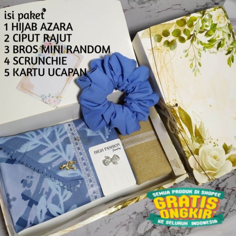 

Hampers hijab azara /Paket kado hijab /gift box hijab / hampers wisuda /kado guru/ keluarga oleh oleh