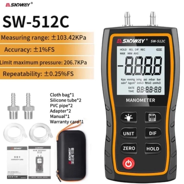 Manometer Sndway SW-512C Air Pressure Gauge Differential SW512C Tester