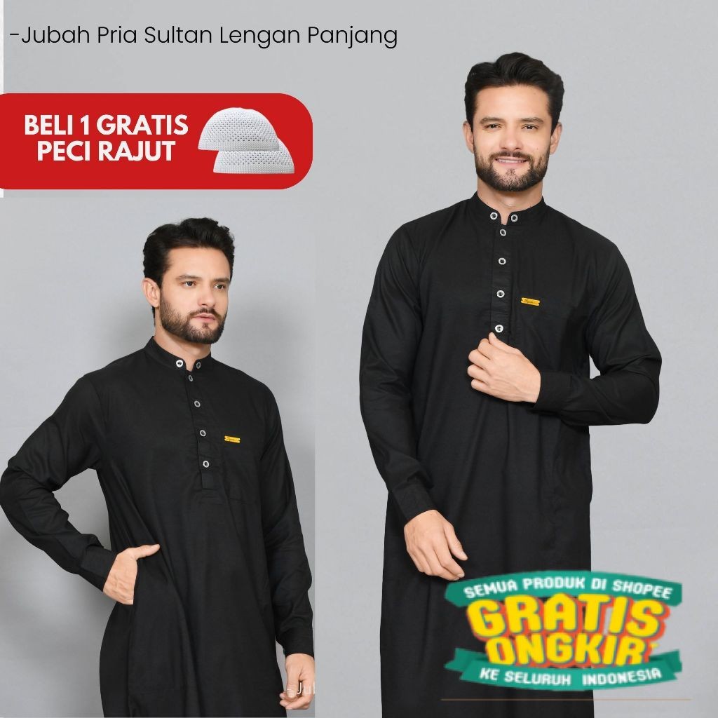 JUBAH Sultan Polos PRIA Dewasa Full MANSET LENGAN PANJANG Gamis Pakistan Polos Bahan Super Lembut Di