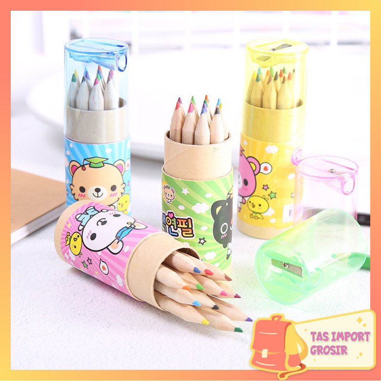

Tas Import - S5735 Pensil Warna 12 IN 1 Free Serutan Pensil / Pensil Color / Pensil Warna Karakter Kemasan Tabung Murah Import / Pencils High Quality