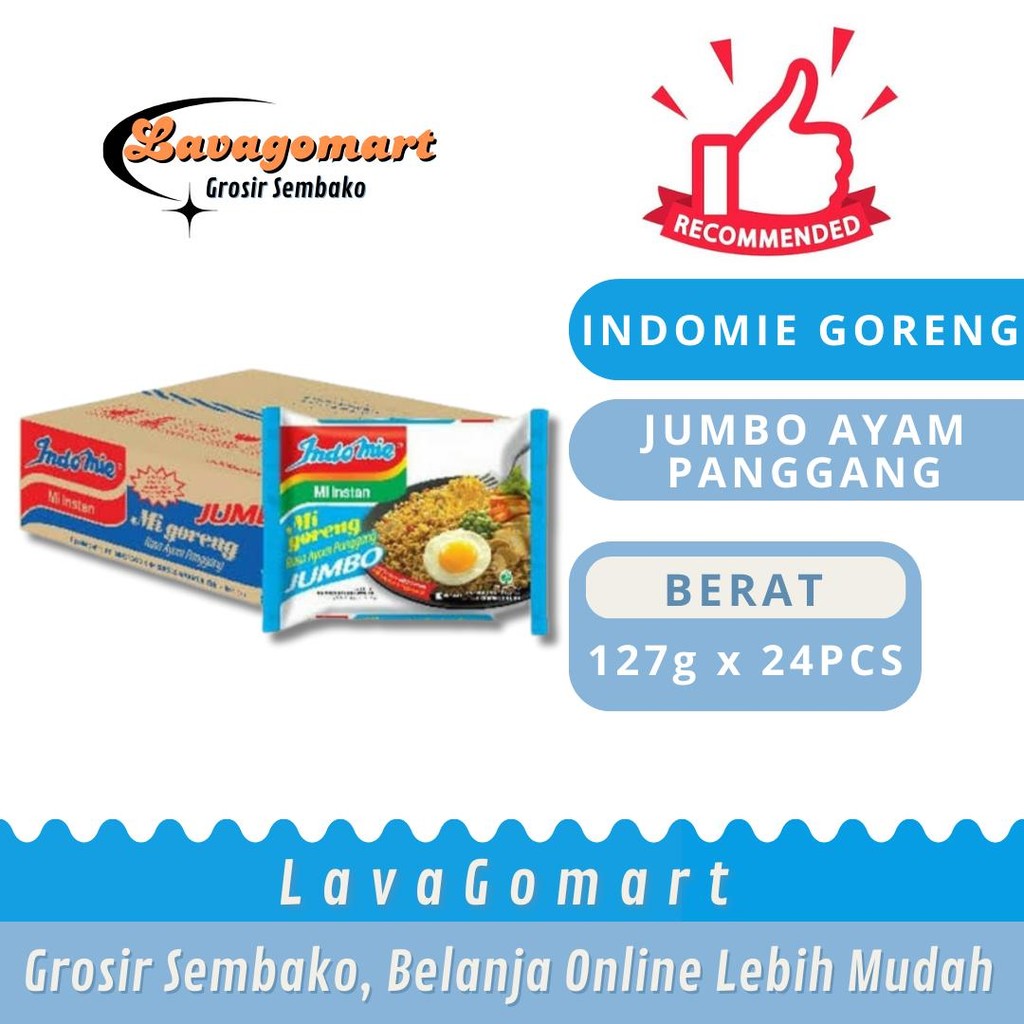 

INDOMIE GORENG JUMBO AYAM PANGGANG 127g - 1 DUS - LAVAGOMART- BANDUNG