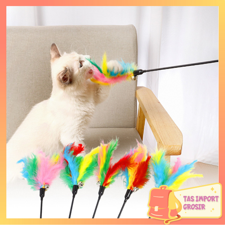 Tas Import - 5851 Mainan Stik Kucing Tongkat Bulu Lonceng / Mainan Stik Kucing Tongkat Bulu Lonceng 