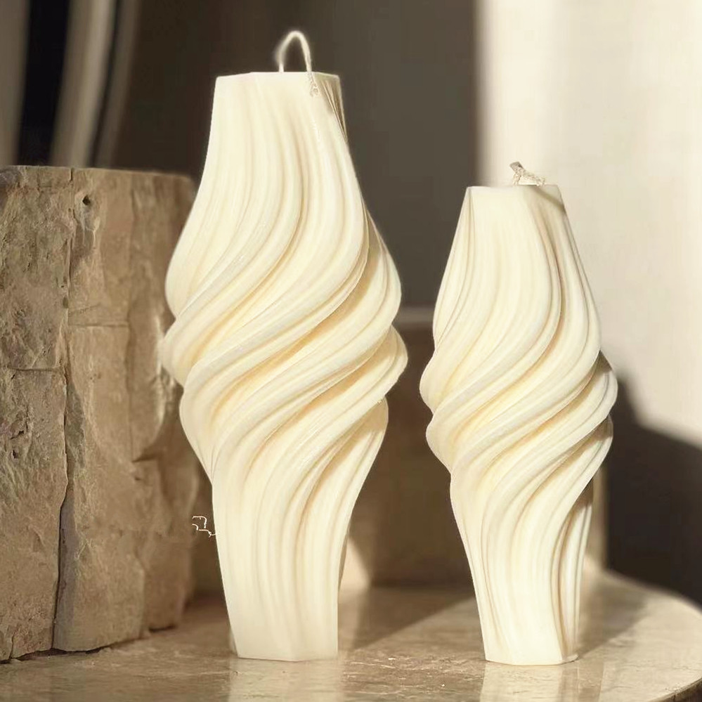 

3D Pillar Swirl Candle Molds Wave Twirl Taper Spiral Silicone Mould Geometric Abstract Decorative Wavy Soy Wax Mold clay molds