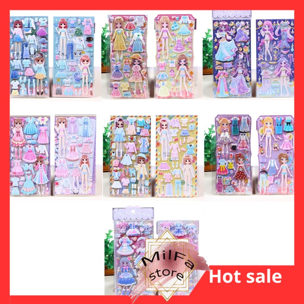 

MF389 Buku stiker fashion tukar baju anak Album stiker anak
