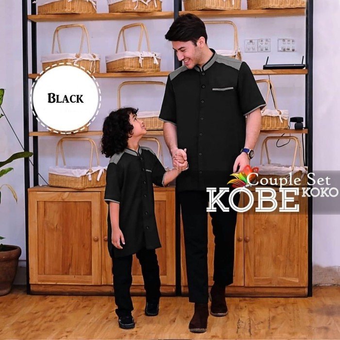 CPPK baju koko couple ayah anak - Hitam