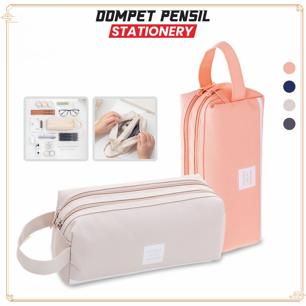 

Tempat Alat Tulis LOUIS 2 Sisi / Kotak Pensil 2 restleting Tempat Pen Make Up Pouch Kosmetik Travel