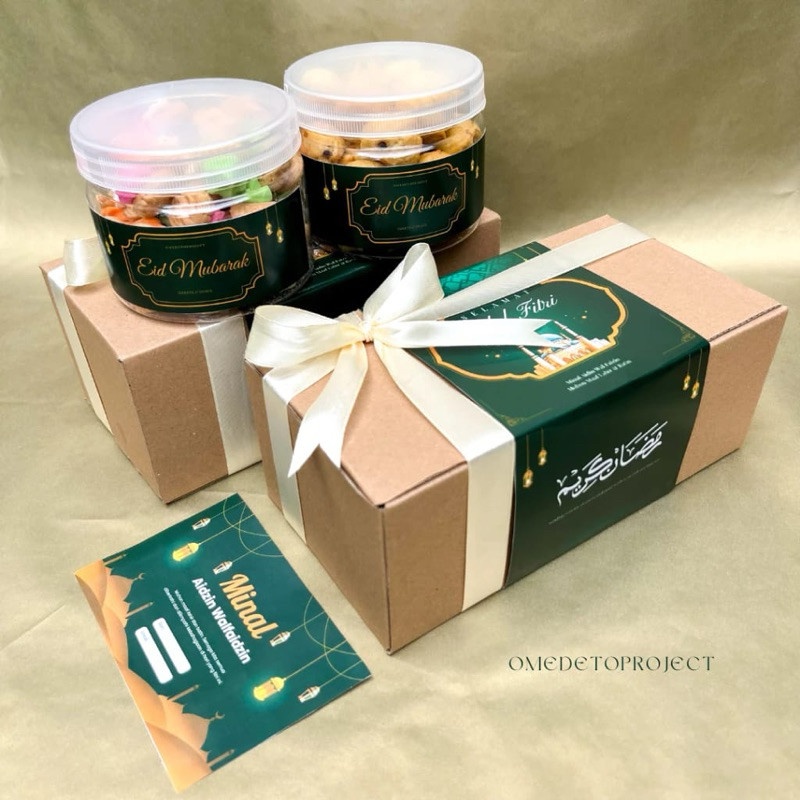 

WORDGIFT READY Hampers Kue Kering | Giftbox Hampers Idul Fitri Minimalis Isi 2 Toples | Parcel Lebaran Giftbox Mewah Elegant